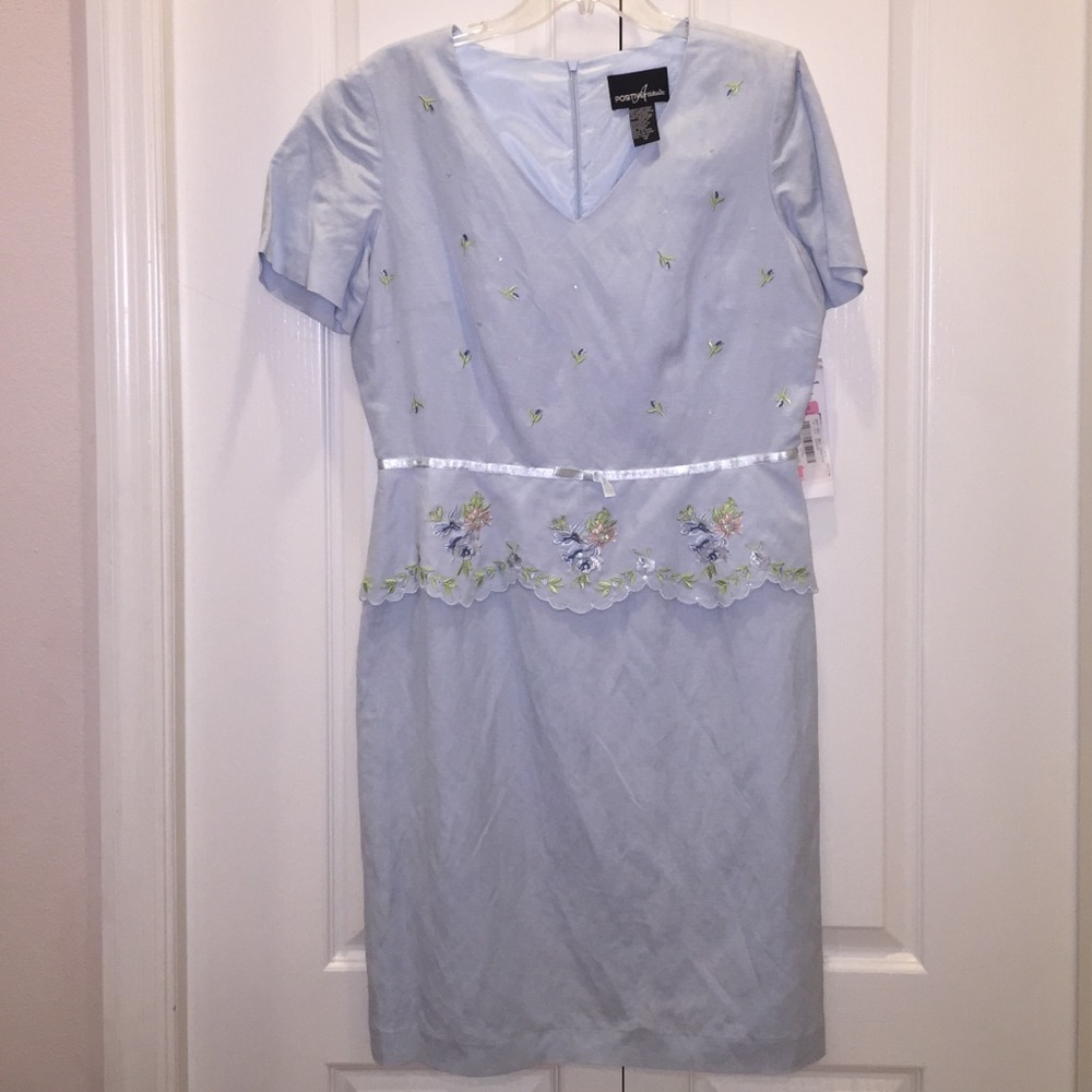 Light Blue 12 embroider sequin dress NWT